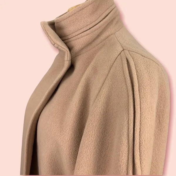 Vintage single button wool swing coat tan L Tan Size L - Image 5