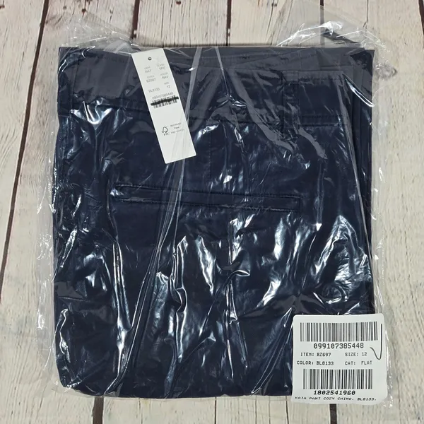 J Crew Navy Wide Leg Pleated Button Front Cotton‎ Pants Size 12 - Image 10