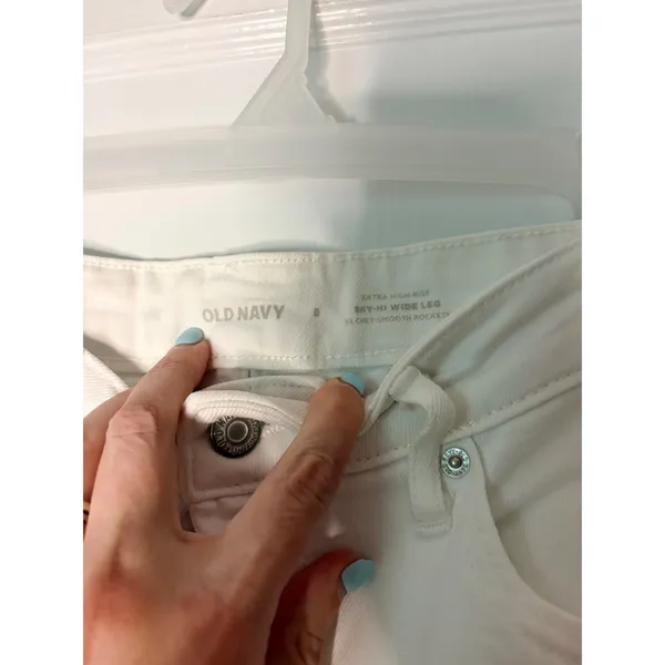 Old Navy Sky-Hi Wide Leg Jeans White Extra High Rise Denim Pants Womens 8 - Image 3