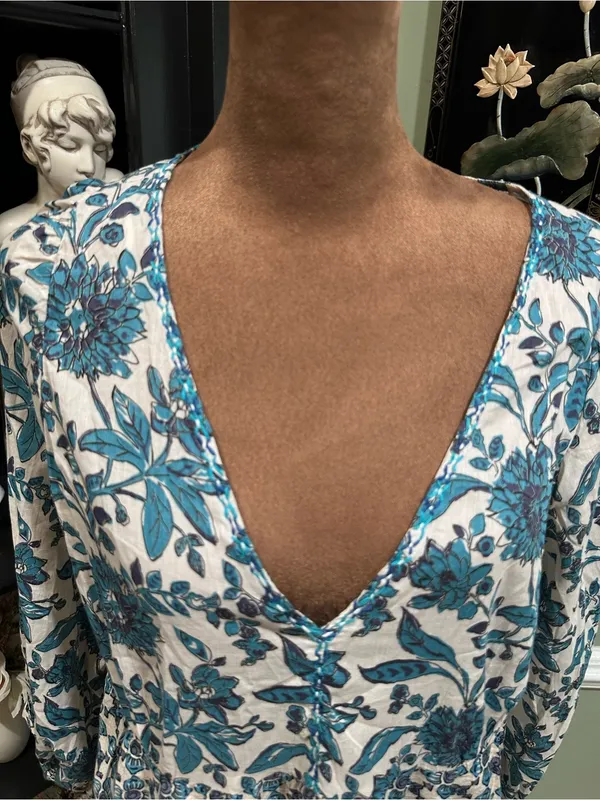 Zara Blue Patchwork Print Maxi Dress – Size Small - Image 3
