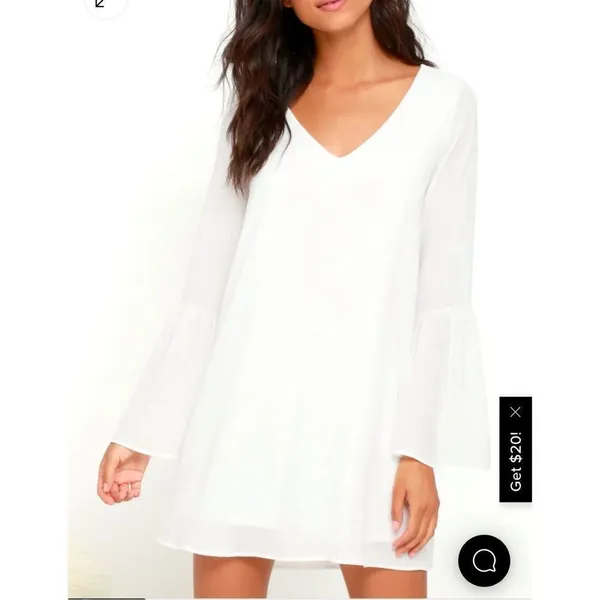 🔥🔥 5/$25 sale 🔥🔥 Lulu’s Far Wanderings Ivory Long Sleeve Shift Dress size small - Image 2