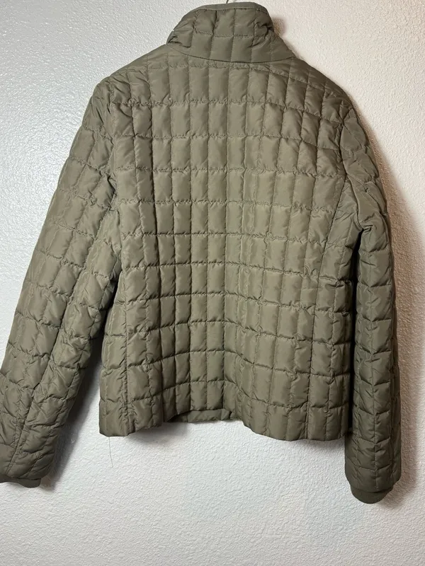 J.Crew Quilted Down Puffer Jacket Olive Green Stand Collar Zip Coat L Style 9732 - Image 2
