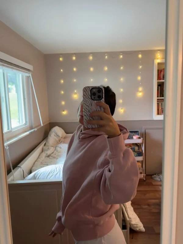Abercrombie Sunday Hoodie Soft Essentials Cropped Mauve Pink S - Image 6