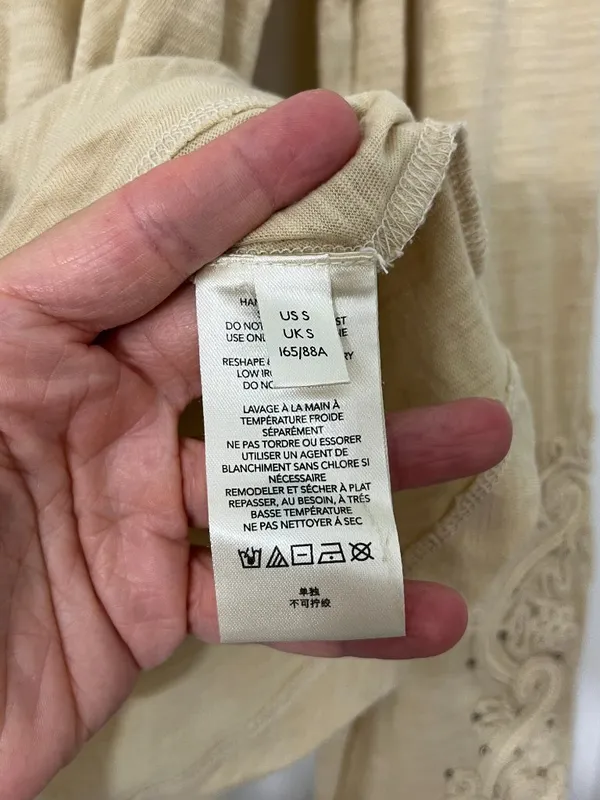 New We the Free Small Beige Embroidered Sleeve Long-Sleeve Top - Image 6
