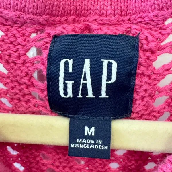Gap Womens Pink Crochet Knit Ruffle Sleeve Sweater Top Size Medium Boho - Image 6