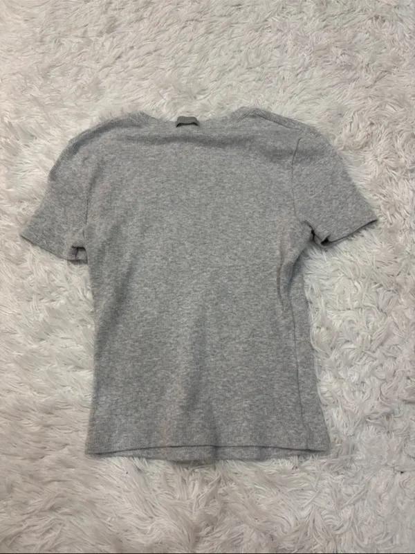 Skims Gray Crewneck Short-Sleeve Women's Top - Image 2