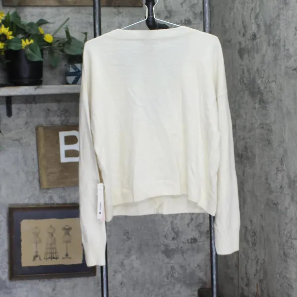 NWT Aqua Cashmere V-Neck Button Up Cardigan Sweater V10337 Ash Off White 2XL - Image 4