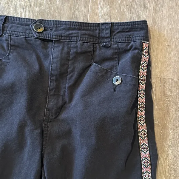 Anthropologie Boho Aztec Tapestry Tapered High Waisted Black Pants Sz 6 - Image 6