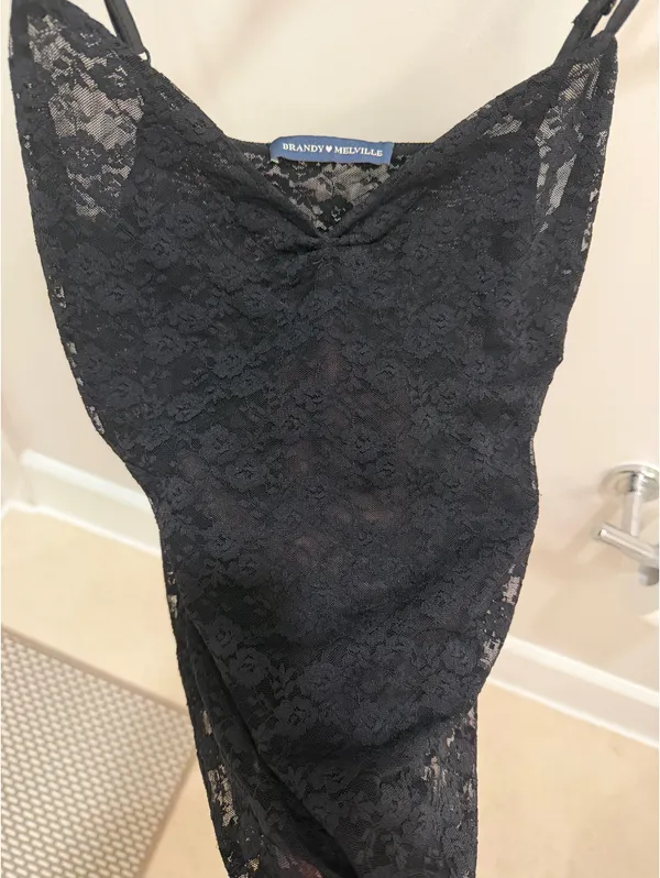 Brandy Melville Lace Tank Black - Image 4