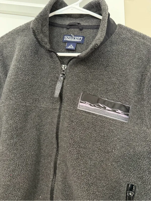 Lands' End Charcoal Gray Full-Zip Sherpa Fleece Jacket - Image 3