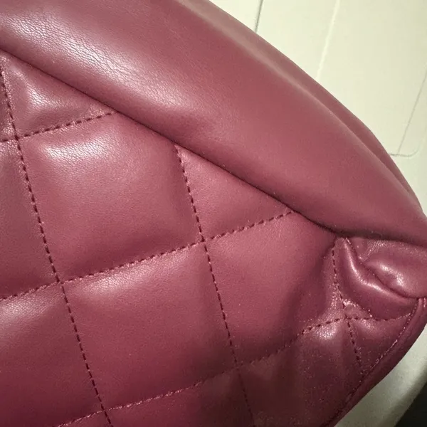 Quilted Burgundy Tote Bag Purple - Image 3