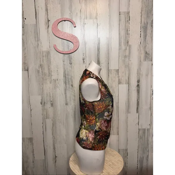 Rachel Roy Floral Mesh Sleeveless Wrap Top Size Small - Image 2