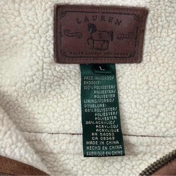 Lauren Ralph Lauren Dry Goods Jacket Sherpa Lined Hooded Coat Brown Women Large - Image 13