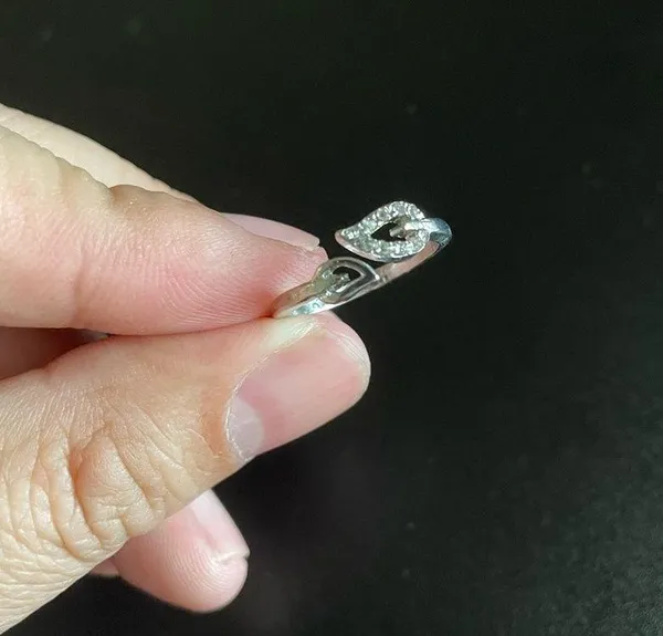 Adjustable silver leaf open ring - Image 6