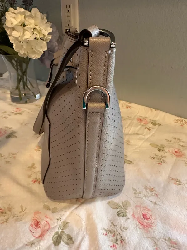 Michael Kors perforated bucket-style bag in gray - Image 7