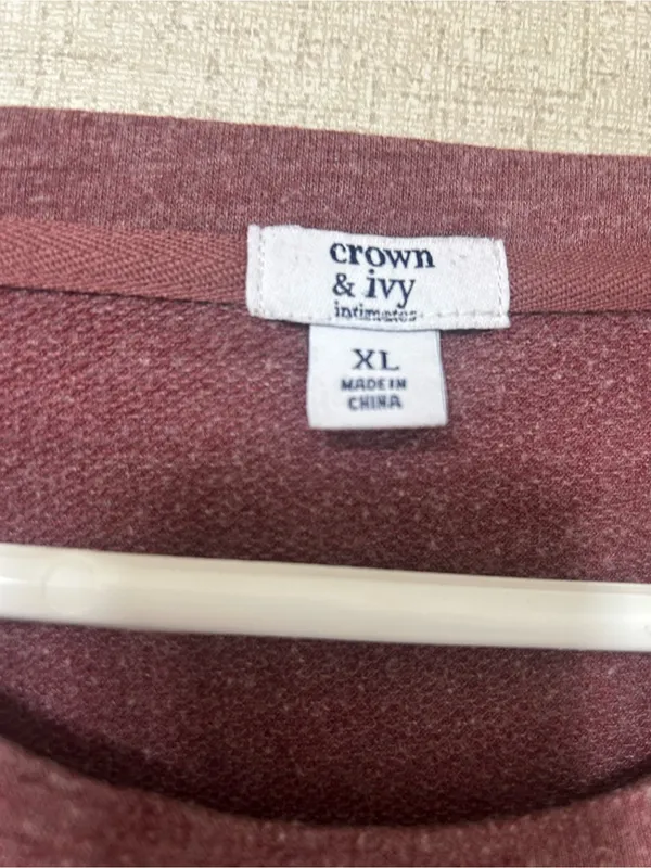 Cozy Crewneck Sweater - Burgundy Heather - Image 2