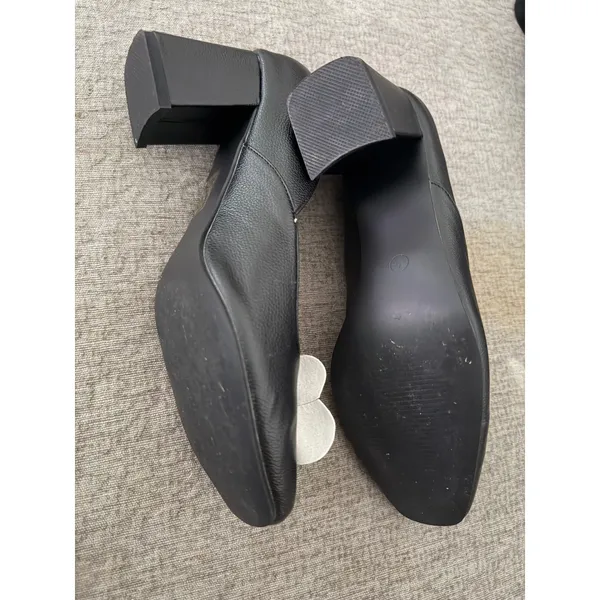 Unique Vintage Black Daisy Applique Block Heel Square Toe‎ Pumps Shoes - Image 4