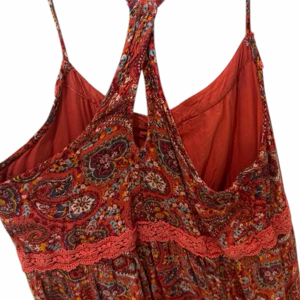 Hollister Paisley Boho Racerback Sundress Medium Lace Trim Mini - Image 8