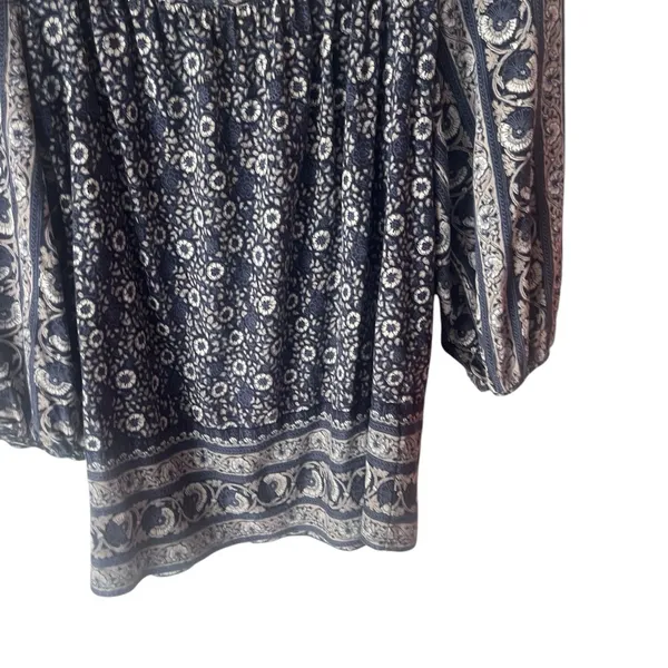 Lucky Brand Women's Size‎ Medium Blue Boho Floral Soft Modal 3/4 Sleeve Blouse - Image 3