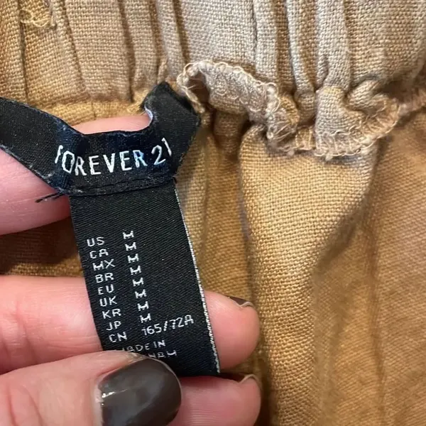 Forever 21 linen blend tan wide leg tie waist pant - Image 6