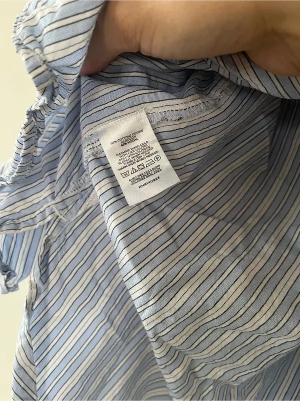 Loft Blue White Stripe Popover Peasant Top Large Coastal Nantucket Euro Summer - Image 5