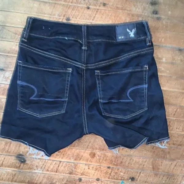 American Eagle dark wash cutoff 2 hi-rise shortie shorts - Image 2
