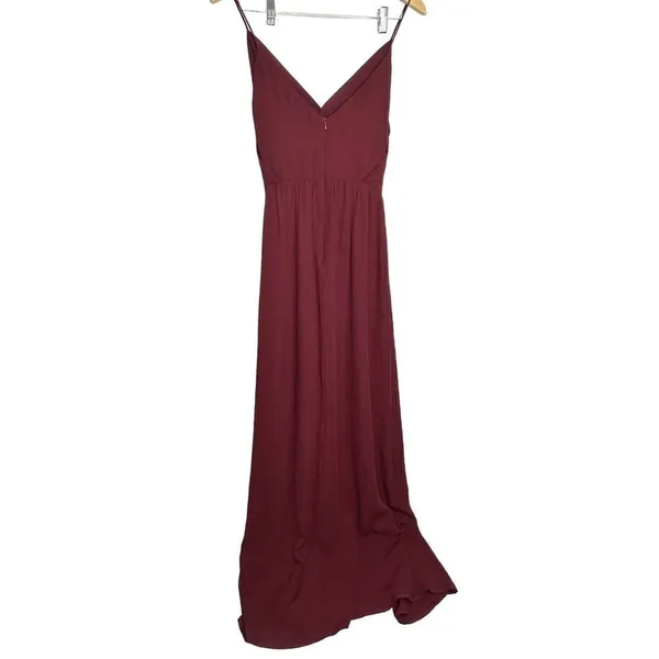 Wayf‎ Maroon Bridesmaid Maxi Wrap V-Neck Dress Size Small - Image 4