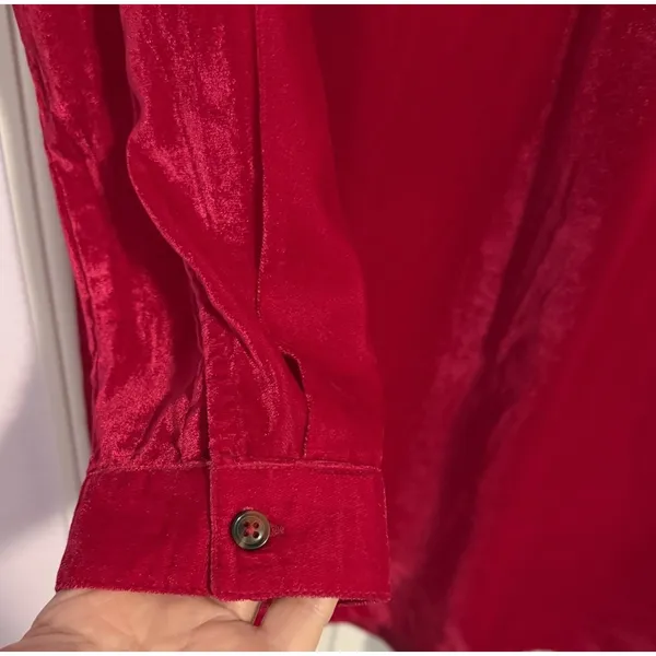 Uncle Frank Velvet Shift Dress Bright Red Holiday Party Pockets Knee Length LG - Image 3