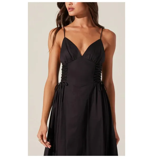 NWT ASTR the Label Lace-Up Cotton Poplin Midi Dress Size Small - Image 3