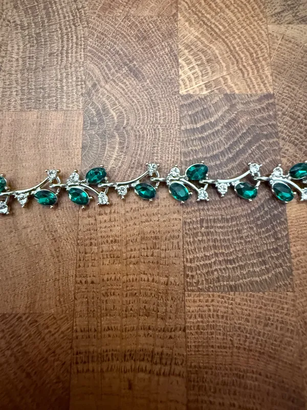 Emerald Green and Silver Tennis Bracelet 7’ - Image 3