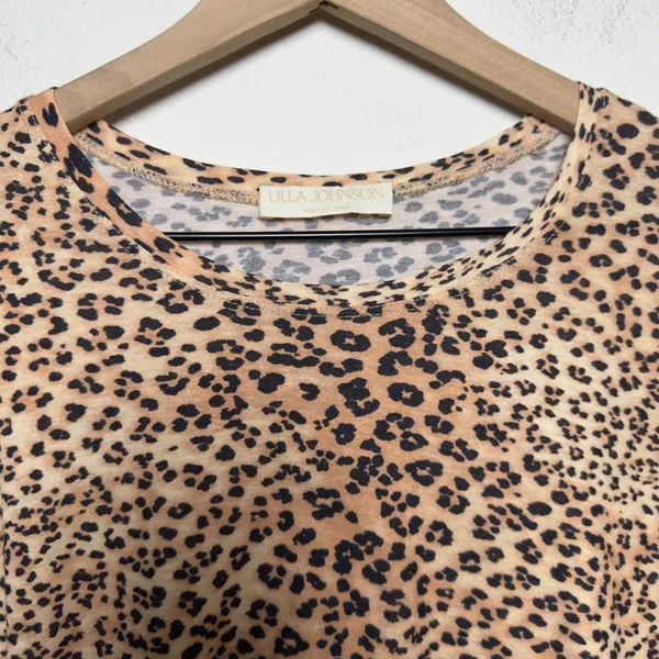 Ulla Johnson Women Eve Snow Leopard Shirt‎ Medium Long Sleeve Crew Neck Cotton - Image 3
