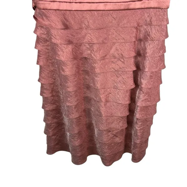 Adrianna‎ Papell Sleeveless Double V-Neck Shutter Pleat Tiered Midi Dress Size 8 - Image 2