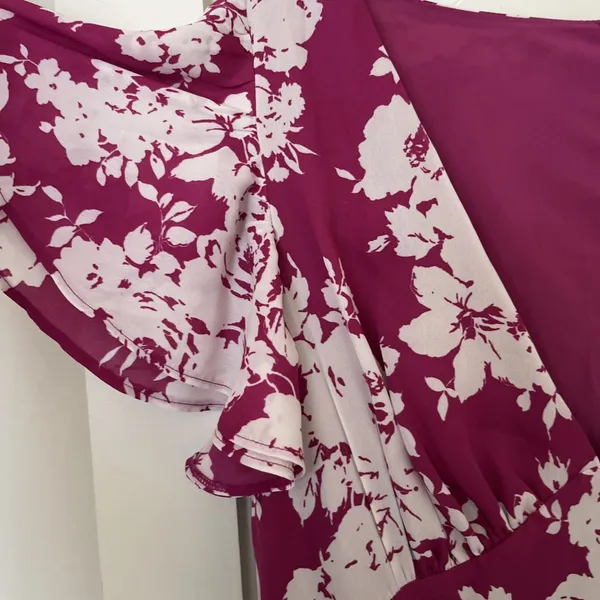 Abercrombie & Fitch Maxi Dress NWT Pink Floral Ruffle Sleeve Slip Dress XL - Image 5
