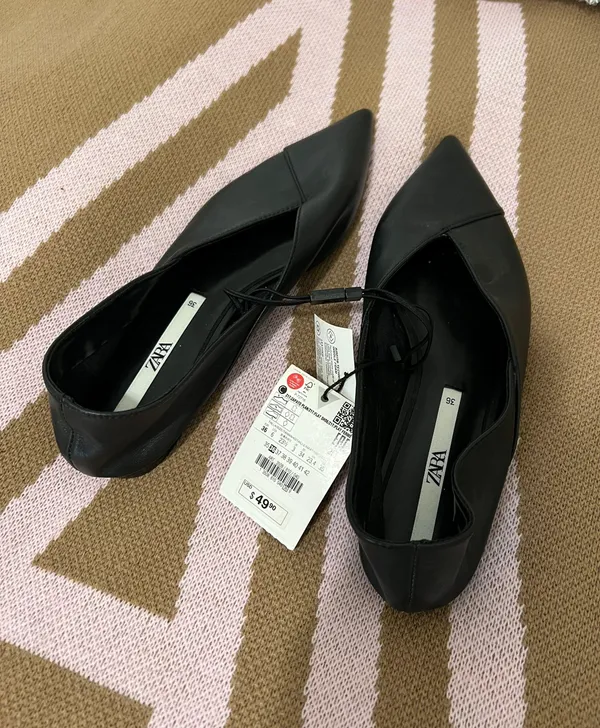 ZARA Basic Leather Ballet Shoes - Image 2