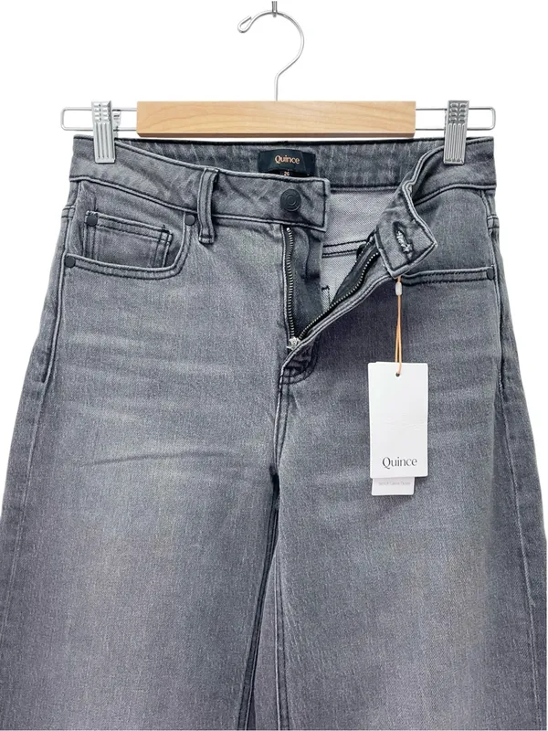 Quince Bella Stretch Relaxed Straight Jeans Sz 26 Stonewashed Grey NWT High Rise - Image 7