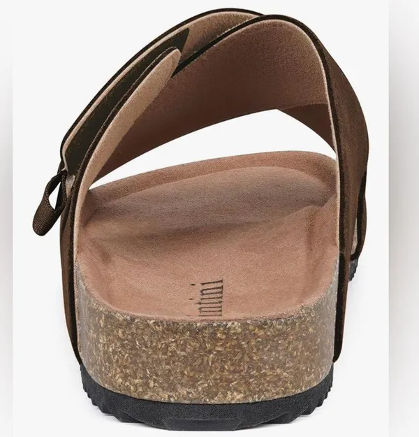 NEW Cork Footbed Slides Suede Genuine Leather Sandals Arch Support Adj Straps 9 - Image 9