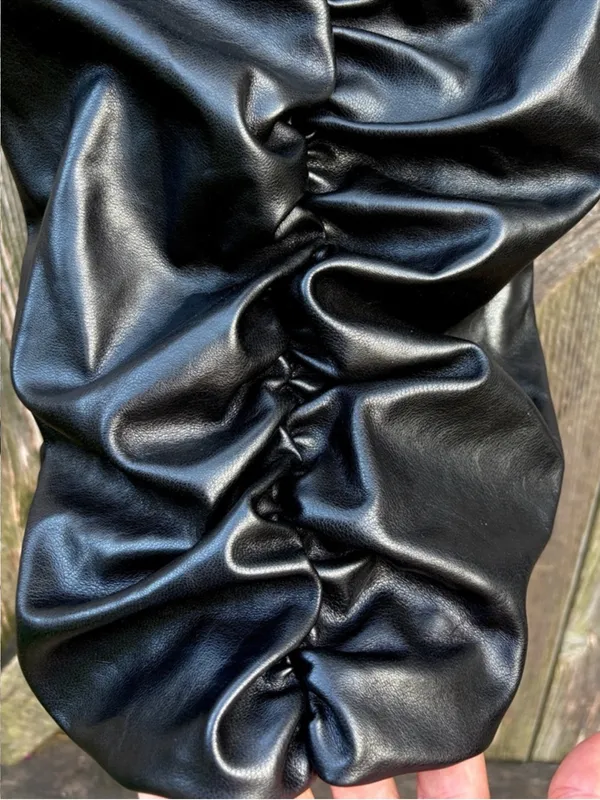 Like New 7 For All Mankind Faux Leather Ruched Cami Top Small Retail $178.00 - Image 9