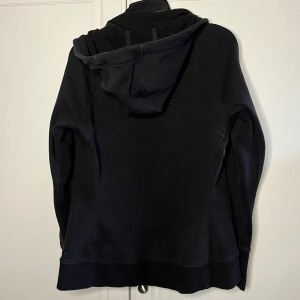 Athleta Triumph Hoodie Black Size Large Fleece Lined Full Zip - Image 13