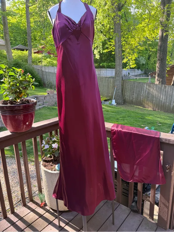 Aspeed Women's Formal Tube Dress Burgundy Satin XL X-Large - Image 4