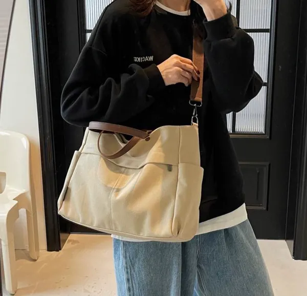 Canvas tote bag Tan - Image 7