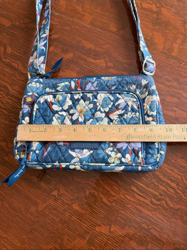 Vera Bradley Navy Blue Floral Quilted Shoulder Bag - Image 11