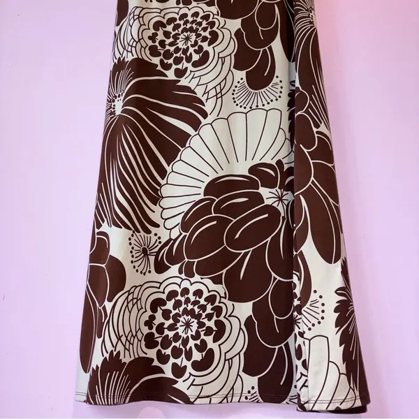 Y2K Jonathan Martin Retro Japanese Floral Maxi Babydoll Dress Women M Neutral - Image 6