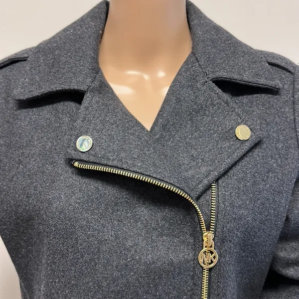 Michael Kors Dark Gray Wool Coat with Gold Hardware size M - Image 3