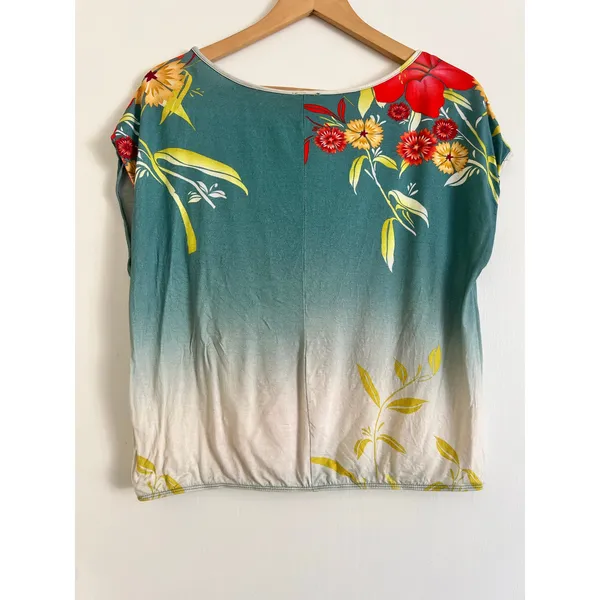 Anthropologie Attica Weston Wear Top XS Floral Ombré Boxy Cap Sleeve Boat Neck‎ - Image 5