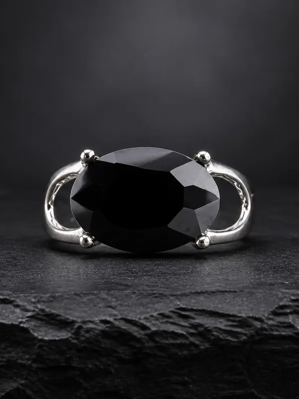 Luxury Collection Titanium Steel Silver w/ Sparkling Gemstone Cocktail Ring S 9 - Image 2