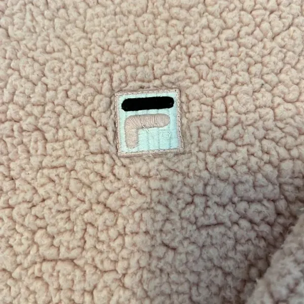 Fila szXL (seems smaller) pink pull over sherpa style hoodie GUC - Image 3