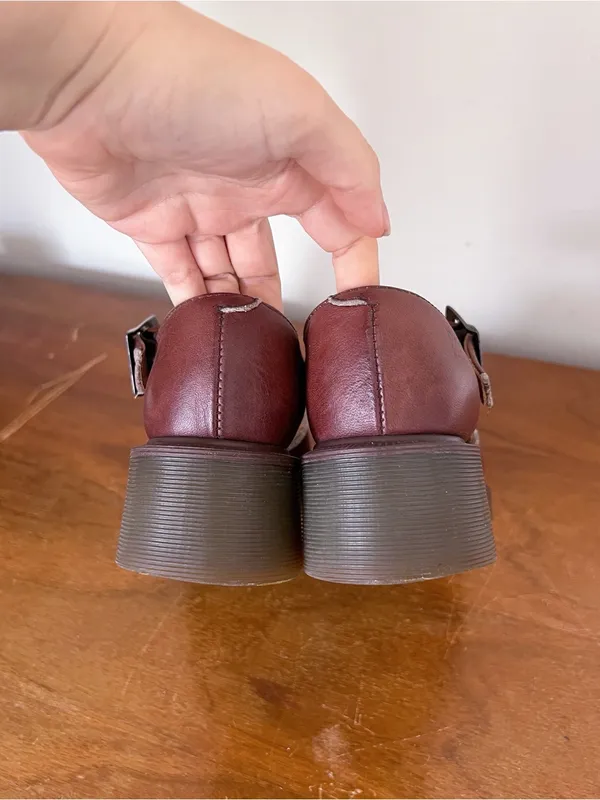 Dr Martens • vintage ankle strap mary janes 8599 brown leather chunky heel MIE - Image 8