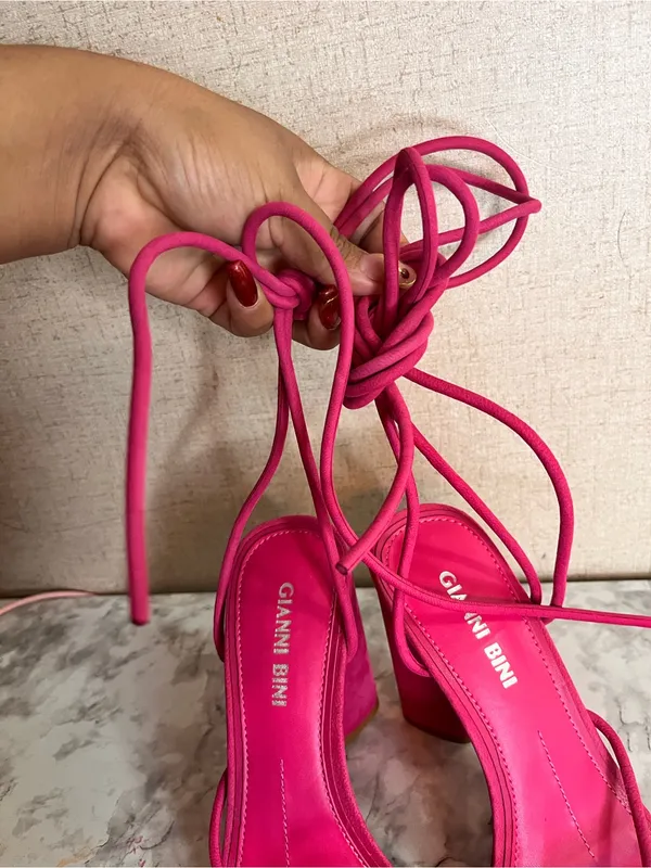 Gianni Bini Hot Pink Strappy Block Heel Sandal - Image 6