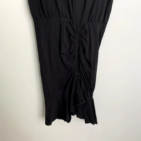 Veronica Beard Pima Cotton Ruched Black Mini Dress Womens Small - Image 5