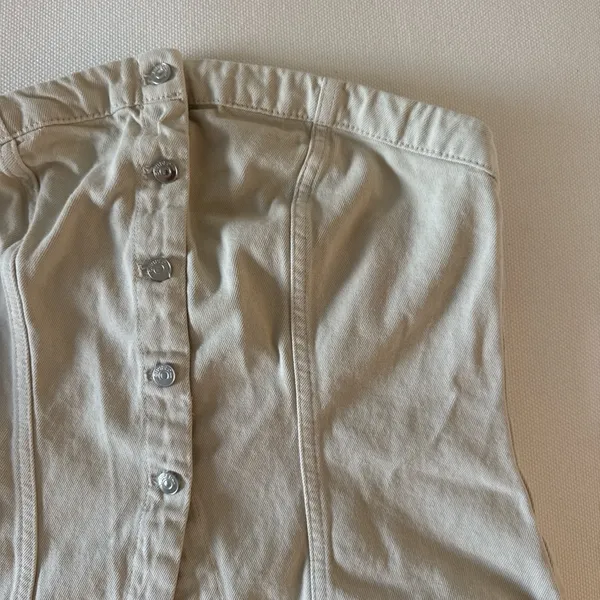 Divided H&M Beige Button-Up Strapless Top - Image 2